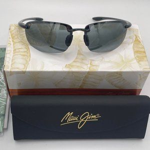 Maui Jim Ho'okipa 407-02 Gloss Black Frame - Grey Polarized Sunglasses